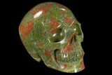 Carved, Unakite Skull - South Africa #118110-1